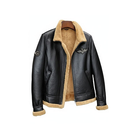 Men's Motorcycles Shearling Leather Bomber Jacket