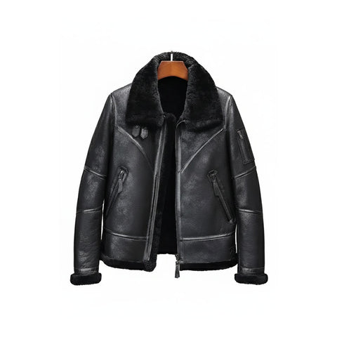Aviator Black Bomber Leather Jacket Winter Coat
