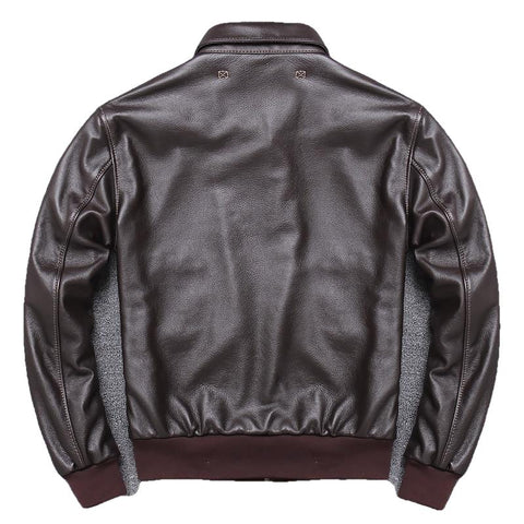Men’s A-2 Genuine Leather Flight Bomber Jacket with Contrast Lining