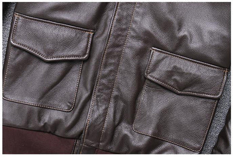 Men’s A-2 Genuine Leather Flight Bomber Jacket with Contrast Lining