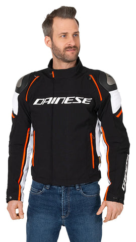 Racing 3 D-Dry — Black, White & Neon Red Textile Jacket, Waterproof Riding Jacket, Sporty Touring Style