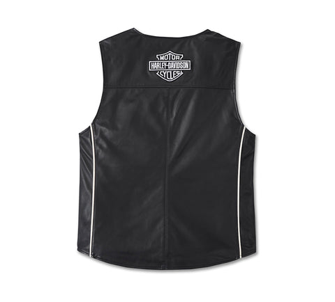 Men's Factory Leather Vest Black Motorcycle Biker Genuine Leather Riding Sleeveless Jacket
