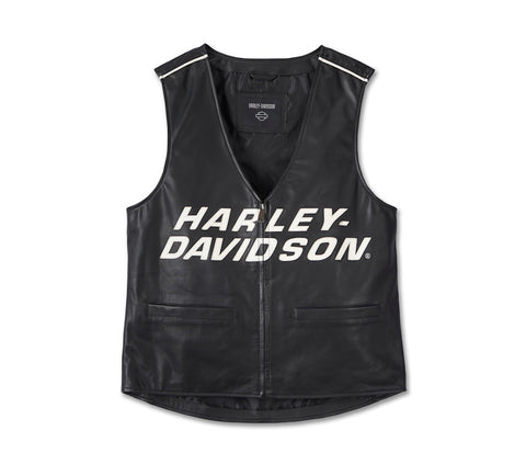 Men's Factory Leather Vest Black Motorcycle Biker Genuine Leather Riding Sleeveless Jacket