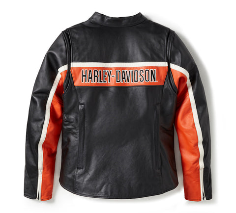 Women's HD Trenton Leather Motorcycle Jacket - D3O Armored Ventilated Rider