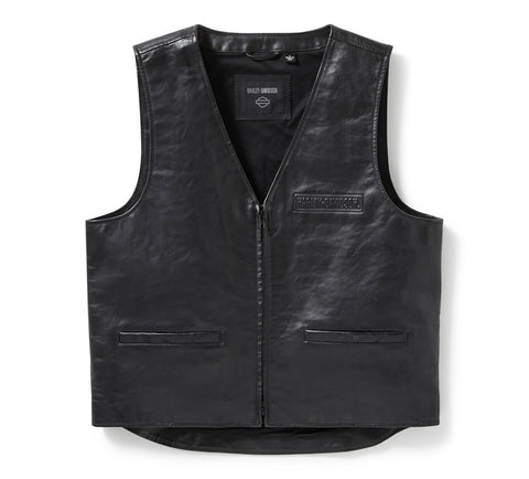 Men's Bar & Shield Leather Vest Black Motorcycle Biker Riding Genuine Leather Sleeveless Jacket