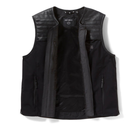 H-D Long Haul Utility Vest Men's Black Motorcycle Biker Riding Multi-Pocket Leather Vest
