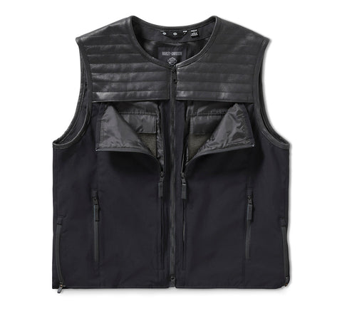 H-D Long Haul Utility Vest Men's Black Motorcycle Biker Riding Multi-Pocket Leather Vest