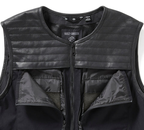 H-D Long Haul Utility Vest Men's Black Motorcycle Biker Riding Multi-Pocket Leather Vest