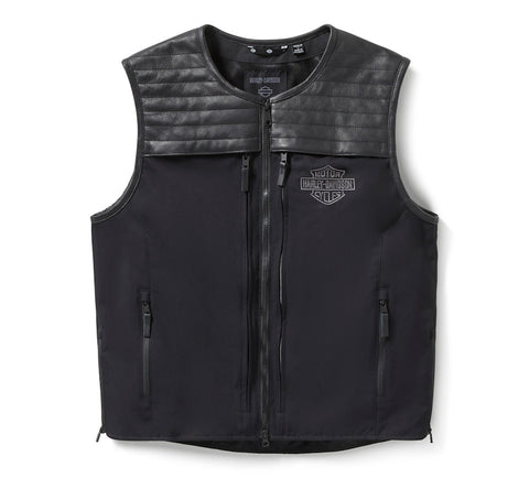 H-D Long Haul Utility Vest Men's Black Motorcycle Biker Riding Multi-Pocket Leather Vest