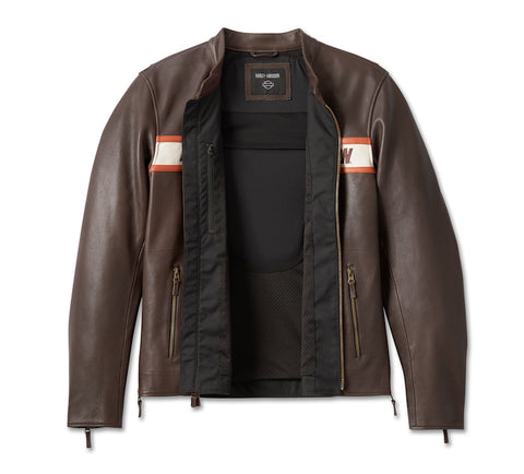 Men’s Victory Lane II Leather Blouson Jacket – Java Premium Biker Jacket