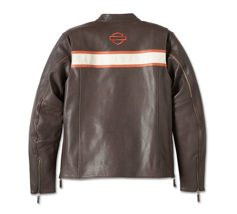 Men’s Victory Lane II Leather Jacket – Premium Java Brown Vintage Racing Jacket