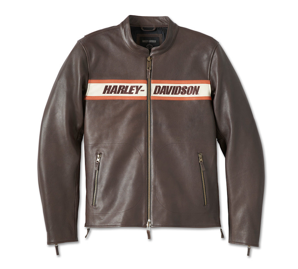 Men’s Victory Lane II Leather Jacket – Premium Java Brown Vintage Racing Jacket