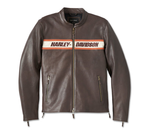 Men’s Victory Lane II Leather Jacket – Premium Java Brown Vintage Racing Jacket