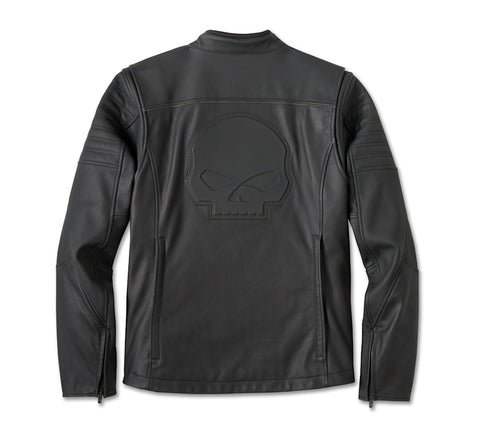 Men’s Willie G Skull Graphic Leather Riding Jacket – Premium Distressed Biker Jacket