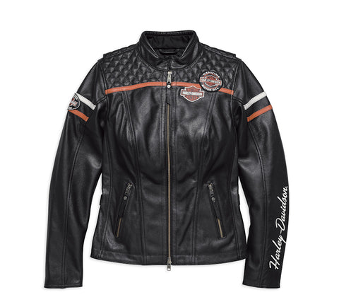 Women's Miss Enthusiast CE-Certified Leather Motorcycle Jacket - Armored Touring Rider