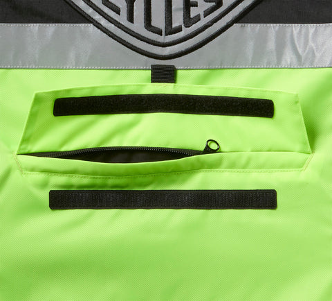 Men's H-D Hi-Vis Vest Hi-Vis Yellow Motorcycle Riding Safety Vest Lightweight Reflective Polyester Vest
