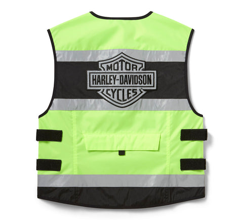 Men's H-D Hi-Vis Vest Hi-Vis Yellow Motorcycle Riding Safety Vest Lightweight Reflective Polyester Vest