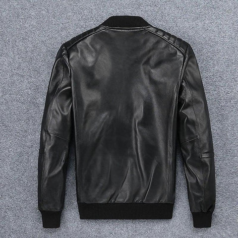 Men’s Padded Shoulder Leather Bomber Jacket