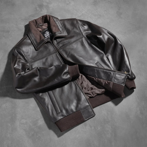 Air Rolf Brown — Genuine Leather Bomber Jacket, Classic Pilot Style, Quilted Lining, Rugged Vintage Finish