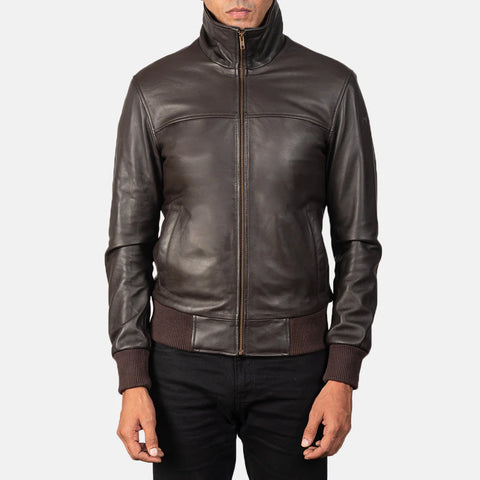 Air Rolf Brown — Genuine Leather Bomber Jacket, Classic Pilot Style, Quilted Lining, Rugged Vintage Finish