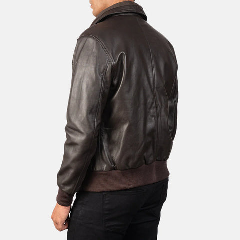 Air Rolf Brown — Genuine Leather Bomber Jacket, Classic Pilot Style, Quilted Lining, Rugged Vintage Finish