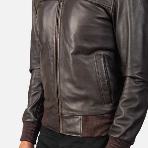 Air Rolf Brown — Genuine Leather Bomber Jacket, Classic Pilot Style, Quilted Lining, Rugged Vintage Finish