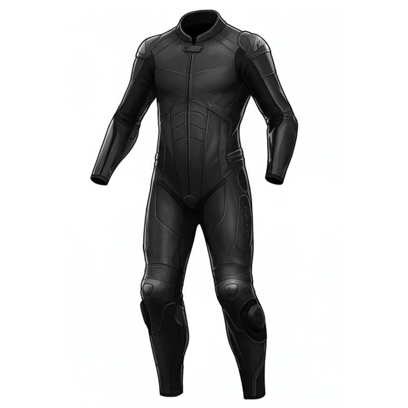 Custom Black Motorcycle Leather Suit for Track & Sport Riding