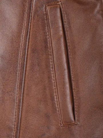 Kandis Women's Cognac Brown Leather Car Coat - Classic 3/4 Rider Elegance