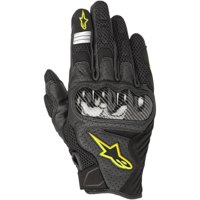 SMX-1 Air V2 Gloves Black/Yellow Fluorescent Motorcycle Summer Riding Gloves – Lightweight Ventilated Protective Biker Gloves