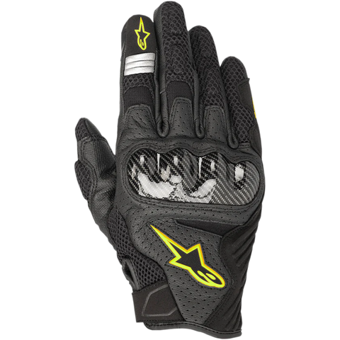 SMX-1 Air V2 Gloves Black/Yellow Fluorescent Motorcycle Summer Riding Gloves – Lightweight Ventilated Protective Biker Gloves