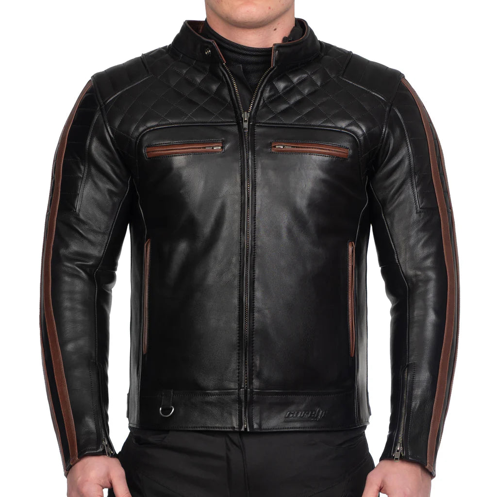 Hudson Professional Men’s Motorcycle Racing Leather Jacket - CE Armored Track Gear