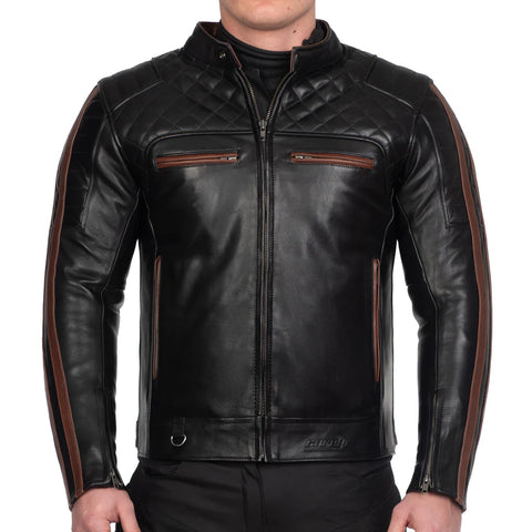 Hudson Professional Men’s Motorcycle Racing Leather Jacket - CE Armored Track Gear