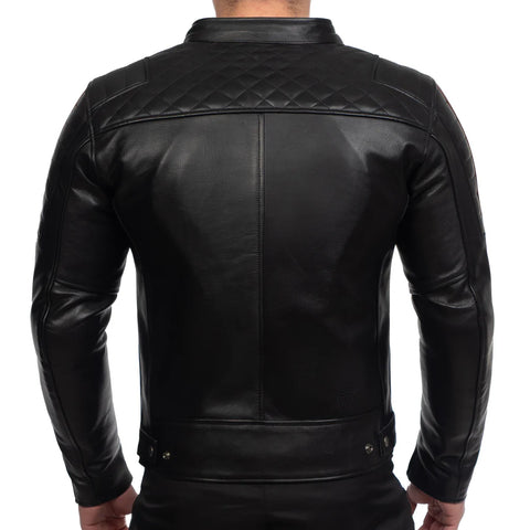 Hudson Professional Men’s Motorcycle Racing Leather Jacket - CE Armored Track Gear