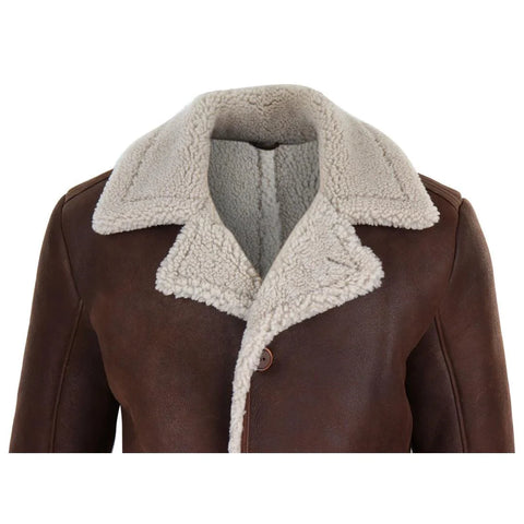 Men’s German WW2 Captain Marine Sheepskin Coat - Vintage Real Leather Naval Jacket