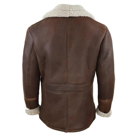 Men’s German WW2 Captain Marine Sheepskin Coat - Vintage Real Leather Naval Jacket