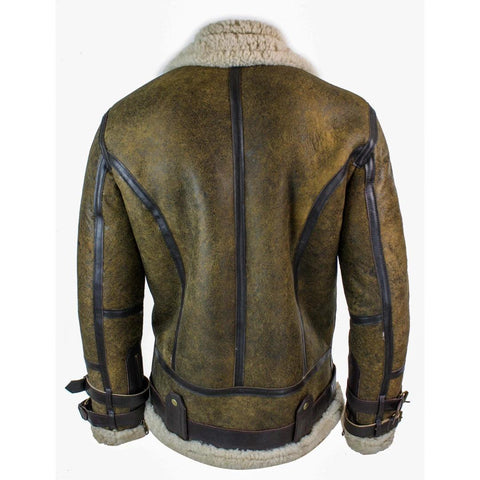 Men’s Viking Vintage RAF Flying Jacket - Real Brown Sheepskin & Cream Shearling