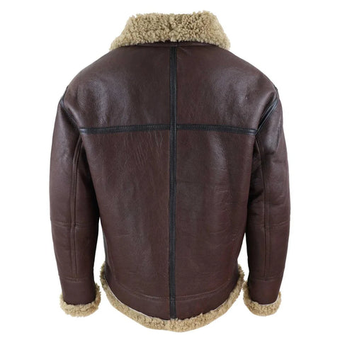 Men’s Aviator Real Shearling Bomber Jacket - Genuine Sheepskin Leather Flying Coat