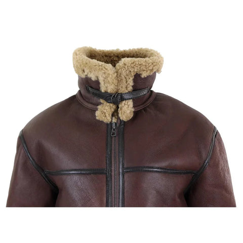 Men’s Aviator Real Shearling Bomber Jacket - Genuine Sheepskin Leather Flying Coat
