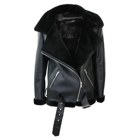 Women’s Brown Sealed Leather Sheepskin Flying Jacket – Soft Wool Shearling Aviator