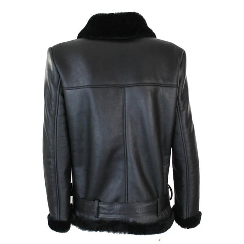 Women’s Brown Sealed Leather Sheepskin Flying Jacket – Soft Wool Shearling Aviator