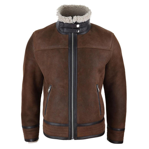 Men’s Tailored Real Shearling Pilot Jacket – Retro Vintage WW2 Sheepskin Flying Coat