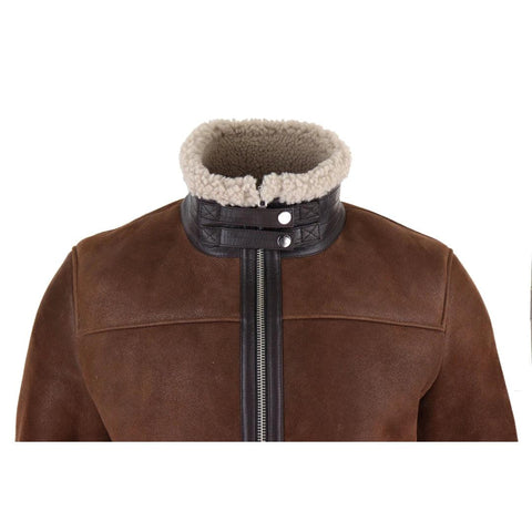 Men’s Tailored Real Shearling Pilot Jacket – Retro Vintage WW2 Sheepskin Flying Coat