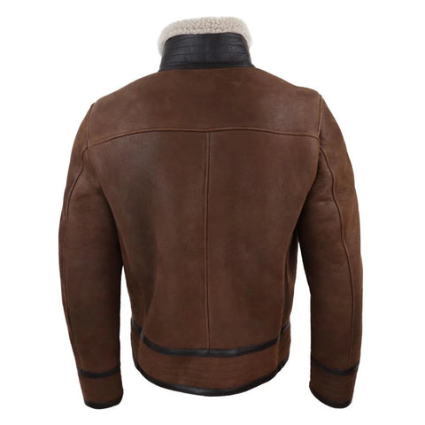 Men’s Tailored Real Shearling Pilot Jacket – Retro Vintage WW2 Sheepskin Flying Coat
