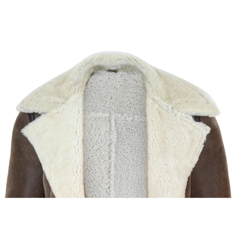 Men’s Vintage Real Sheepskin Cross-Zip Flying Jacket - Brando Style Pilot Flight Coat