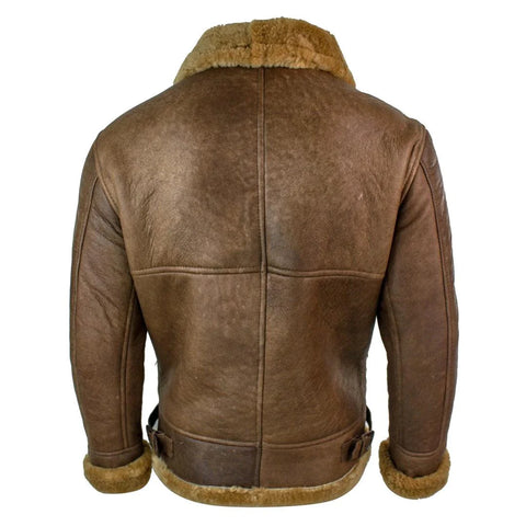 Men’s Retro Vintage RAF Pilot Flying Jacket - Real Tan Sheepskin & Ginger Fur