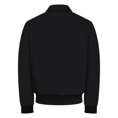 Men’s Onyx Black Leather Bomber Jacket – Essential Slim-Fit Urban Aviator