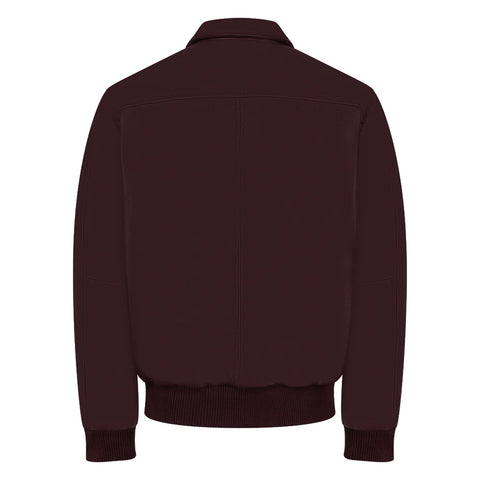 Men’s Burgundy Leather Bomber Jacket – Deep Maroon Slim-Fit Flight Jacket