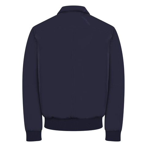 Men’s Navy Blue Leather Bomber Jacket – Refined Slim-Fit Urban Flight Jacket