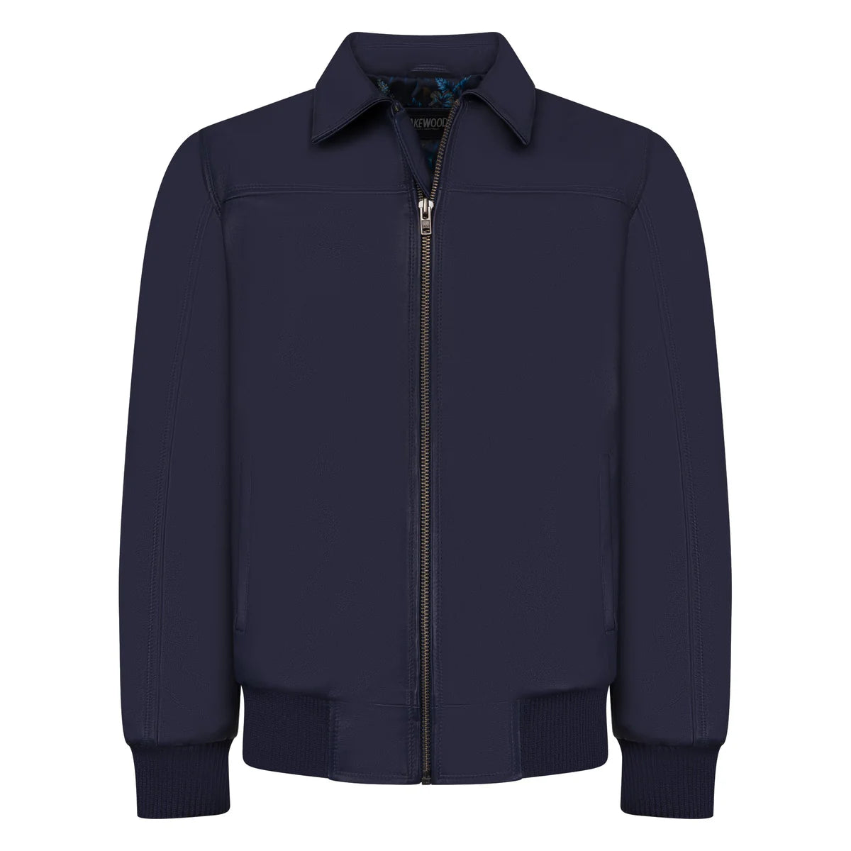 Men’s Navy Blue Leather Bomber Jacket – Refined Slim-Fit Urban Flight Jacket