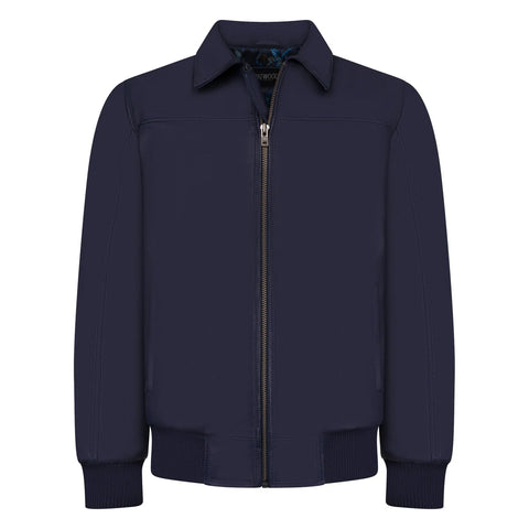 Men’s Navy Blue Leather Bomber Jacket – Refined Slim-Fit Urban Flight Jacket